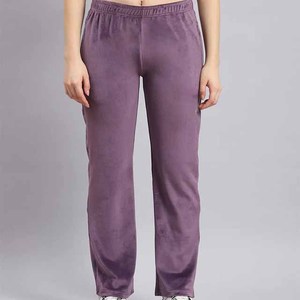 <b>Women</b> <b>Purple</b> Velvet <b>Tracksuit</b> Hooded Full Sleeve Casual Loose Fit With Letter Print Drawstring Waist Side Pockets Autumn Wear - Product Image 6