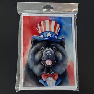 Chow Chow patriotique américain lunatique A7 cartes vierges paquet de 8 avec enveloppes 5x7 cartes de voeux de taille - Product Image 3