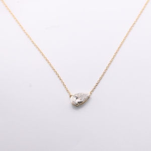 Elegante Collar con Colgante Solitario de Diamante Cultivado en Laboratorio, Corte Pera, Engaste Oeste-Oeste, Oro, Minimalista, Regalo de Boda, Cadena de Cable para Mujer - Product Image 3
