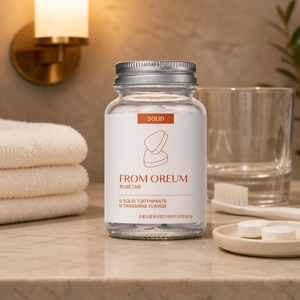 [FROM OREUM] Dentifrice solide saveur mandarine de Jeju, 60 comprimés, pour la préparation aux voyages et l'organisation des trousses de toilette en vacances - Product Image 1