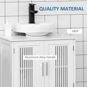 Mobiletto Bianco a 2 Ante Sottolavabo per Bagno, Organizzatore per Mobile Lavabo con Ripiano - Product Image 6
