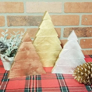 New design Gold Christmas <b>tree</b> wooden <b>tabletop</b> decor rustic Xmas ornaments metallic wood <b>tree</b> farmhouse - Product Image 5
