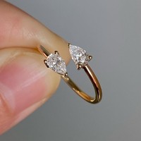 Birnenförmiger Labor-Diamant 0,20ct VVS-VS Reinheit IGI-Zertifiziert Minimalistischer Damen 925 Sterling Silber Verstellbarer Bypass-Ring