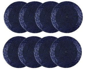 Sous-verres ronds brodés en perles de verre, faits à la main, pour la protection de la table, idéaux pour les cafés, la maison, la salle à manger et la décoration. - Product Image 1