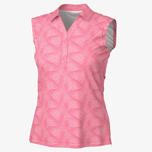 <b>Women's</b> Sleeveless <b>Polo</b> <b>Shirt</b> <b>Pink</b> Dot Pattern Quick Dry Knitted Casual Sport Top with OEM ODM Service Best Quality Latest - Product Image 6