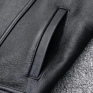 Chaleco de Cuero con Cierre de Cremallera, Transpirable, de Alta Calidad y a la Moda para Hombre, Ropa de Invierno Impermeable para Exteriores, Estilo Personalizado, Color Negro - Product Image 6
