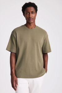 OEM High Quality Oversized Boxy T-Shirt - Heavyweight Cotton, Black/<b>White</b>, Men's Blank <b>Tee</b> - Product Image 4