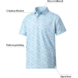 Camisas de Golf para Hombre con Bolsillo, Estampadas, Antiarrugas, de Tela que Absorbe la Humedad, de Manga Corta y Secado Rápido - Product Image 2