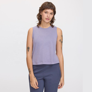 Débardeur de yoga respirant sans manches pour femme, personnalisable avec logo, en tissu tricoté, idéal pour l'entraînement sportif estival - Product Image 1