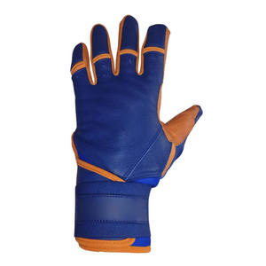 New <b>Blue</b> Orange Leather Baseball Batting Gloves Breathable Perforated Palm Shock Absorption Grip Adjustable Wrist Closure XXL/XL - Product Image 5