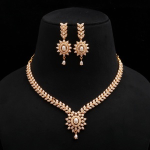 Classic Pearl Bridal <b>Necklace</b> Set 22K Gold Plated Brass Timeless Wedding Jewelry Wholesale Price Jewellery - Product Image 1