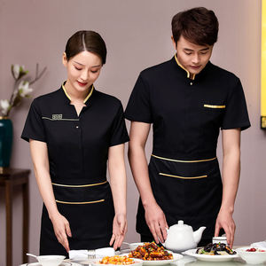 เสื้อเชฟแบบยูนิเซ็กซ์ ระบายอากาศได้ดี ผลิตจากโพลีเอสเตอร์/ผ้าฝ้าย แขนสั้น ติดกระดุมด้านหน้า เหมาะสำหรับพนักงานร้านอาหารและบาร์ - Product Image 5