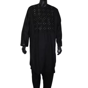 Robe afghane pour homme en tissu brun foncé, richement brodée, style traditionnel ethnique vintage, vêtements traditionnels pashtun balochi du Kabul, Afghanistan - Product Image 5