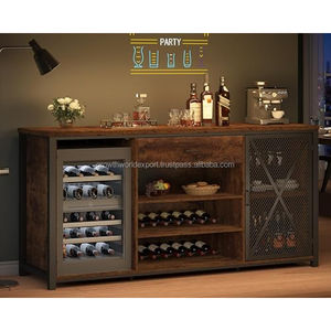 ตู้บาร์ไม้จริงพร้อมชั้นวางไวน์ ดีไซน์ทันสมัย แบรนด์ Growth World Export สำหรับห้องนั่งเล่นและห้องรับประทานอาหาร - Product Image 1
