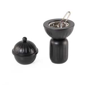 Brûleur d'encens à texture marbre noir avec insert en métal doré texturé, encensoir arabe Bakhoor, support de table, diffuseur d'arômes - Product Image 2