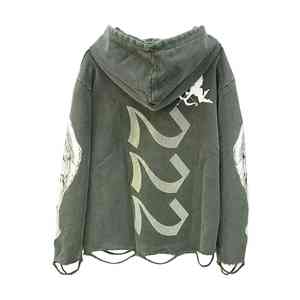 เสื้อฮู้ดดี้โอเวอร์ไซส์ผ้าคอตตอนหนานุ่มพิมพ์ลายสตรีทแวร์สุดหรูประดับโลโก้คริสตัล - Product Image 5