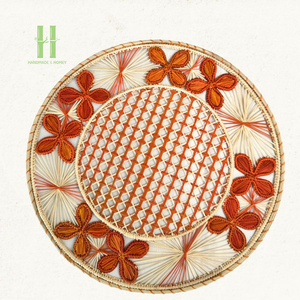 Top Selling Eco-Friendly Round <b>Paper</b> Rope Charger Plates Boho Wicker Placemat Woven Placemat for Table Decoration From HNH CRAFT - Product Image 6