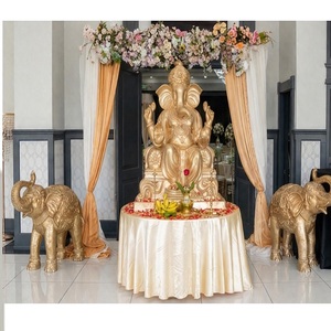 Decoración de Entrada para Banquete de Boda del Sur de la India, Ídolo Dorado de Ganesha, Estatua de Ganpati Vintage, Desmontable, de Fibra de Vidrio, Tamaño Personalizado - Product Image 1