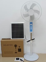 Ventilador de Piso Vertical Inalámbrico de Plástico Silencioso con 5 Aspas, 25W, 16 Pulgadas, Energía Solar, con Cable Solar de 3M, hasta 12 Horas de Duración de la Batería
