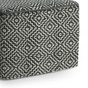 Briella Square Woven Indoor/Outdoor <b>Pouf</b> in Grey/White Stylish and Comfortable - Product Image 4
