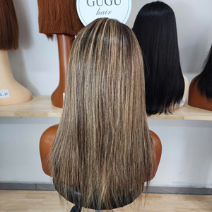 Precio al por mayor: Peluca de encaje con cierre 2x6, cabello virgen liso extremo, doble densidad, color marrón ombré, de Vietnam, con gorra mediana - Product Image 4