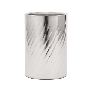 Seau à glace en acier inoxydable, design minimaliste rond, motif rayé, résistant à la rouille, pour usage domestique et hôtelier, articles de bar - Product Image 1