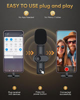 Microphone à pince réglable, prise de type C, faible latence, transmission longue portée, enregistrement vidéo, vlog, diffusion en direct sans fil
