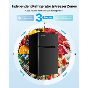 Mini Frigorifero Compatto a Due Porte da 3,2 Cu.Ft ad Alta Efficienza Energetica con Ripiano a Temperatura Regolabile - Product Image 4