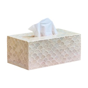 Caja de pañuelos rectangular de alta gama con incrustaciones de nácar y madera hecha a mano para decoración del hogar - Product Image 2