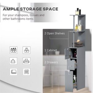 Mobiletto da Bagno in MDF Grigio Stile Rustico con Finitura Verniciata - Product Image 4