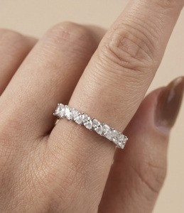 Anillo de Eternidad con Corte Marquesa para Mujer, Diamante Cultivado en Laboratorio, Moissanita, Chapado en Oro de 14K sobre Plata, Anillo de Boda de Lujo, Regalo de Aniversario - Product Image 3