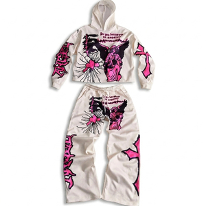 Conjunto deportivo Glory Custom Graphic, 100% algodón, tejido grueso, sudadera con capucha DTF y pantalones deportivos para ropa urbana unisex. - Product Image 1