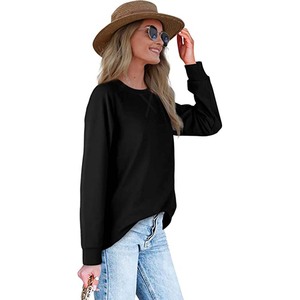 Sweat-shirts à col rond en molleton 100% coton pour femmes, séchage rapide, respirant, doux, manches longues, coupe classique, hiver, printemps - Product Image 3