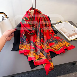 Bufandas de Seda Pura con Estampado Digital Personalizado de Lujo al por Mayor para Mujer - Multifuncionales, Ligeras, para Bodas y Uso en Exteriores - Product Image 5