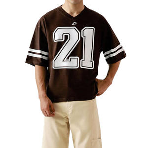 Camiseta deportiva unisex de malla marrón personalizada con cuello en V, sublimación, camiseta de fútbol americano marrón alternativa de la mejor calidad con costuras. - Product Image 4