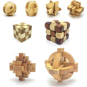 Sculpture de puzzle en bambou artisanal à emboîtement |   Casse-tête géométrique 3D |   Vente en gros - Product Image 4