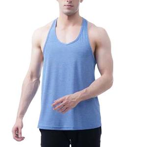 เสื้อกล้ามคอวีแขนกุดสีฟ้าอ่อนสำหรับผู้ชาย แบบลำลอง ผ้าถัก สีพื้น ระบายอากาศได้ดี กระชับพอดีตัว - Product Image 1