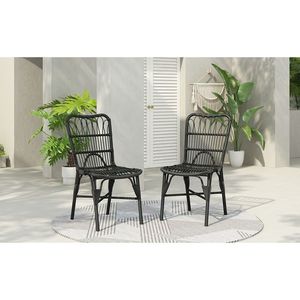 Set di 2 Sedie da Pranzo in Rattan PE per Esterni, Ideali per Giardino, Bordo Piscina, Colore GRIGIO - Product Image 2