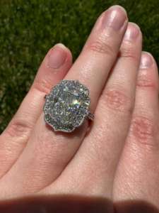 410 CT <b>Cushion</b> Lab Grown Diamond Halo Engagement <b>Ring</b> IGI Certified Platinum 950 <b>Wedding</b> Band 1.8MM Bandwidth Luxury Bridal - Product Image 1
