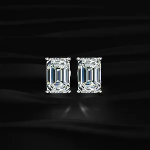 VVS-VS Clarity <b>Emerald</b> Cut Diamond <b>Earrings</b> Fine Diamond <b>Earrings</b> Indian Style Diamond <b>Earrings</b> with IGI Certified <b>Earrings</b> - Product Image 1