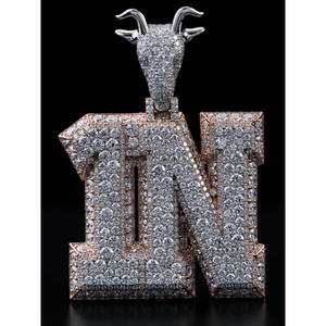 Premium LN <b>Initial</b> Letter Pendant Personalized Hip Hop <b>Necklace</b> 18K Gold GIA Certified Lab Grown Moissanite 925 <b>Silver</b> Luxury - Product Image 1