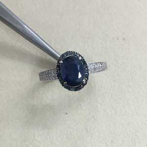Anillos de Diamantes Reales de 0.31 Ct, Corte Redondo, Diamantes Naturales Blancos y Azules, Anillo de Compromiso y Boda para Mujer, Joyería de Plata Esterlina 925 - Product Image 1