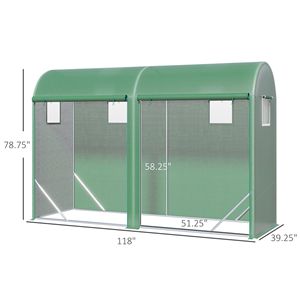 Serra a tunnel verde 10x3x7 piedi con finestre avvolgibili, porta con cerniera, telaio in acciaio, copertura in PE, per coltivazione idroponica, serra walk-in in legno - Product Image 3