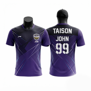 เสื้อแบดมินตันโพลีเอสเตอร์พรีเมียม 240 กรัม สีดำ แห้งเร็ว สำหรับชุดกีฬา พิมพ์ลายแบบรีดร้อนตามสั่ง แขนสั้น ยูนิเซ็กซ์ ทุกแบบ - Product Image 1