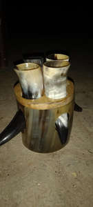 Hecho a mano pulido genuino cuerno de buey ecológico Animal copas cortas cerveza copas de vino India venta al por mayor forma Natural beber - Product Image 3