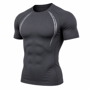 Custom Men's Compression T Shirt Quick Dry Sports Base <b>Layer</b> Gym Running Fitness Athletic Performance Tee OEM ODM - Product Image 3