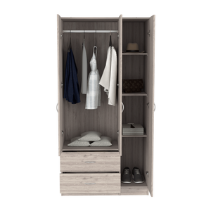 Clark camera da letto grigio chiaro tre porte Armoire Design elegante guardaroba per la conservazione - Product Image 3