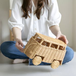 Juguete de Autobús de Ratán de Diseño Innovador para Niños, Venta al por Mayor, Mini Vehículo para Muñecas, Juguetes Ecológicos para Niños - Product Image 6