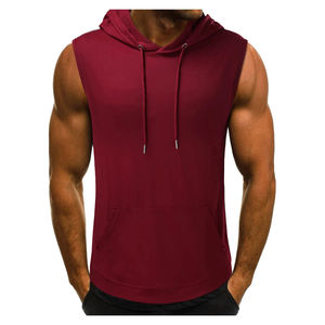 Débardeur de sport OEM de haute qualité, sans manches, pour musculation, gilet ajusté, chemise à capuche de musculation, basiques en coton mélangé - Product Image 3
