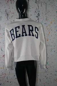 BEARS WHITE <b>Mock</b> <b>Neck</b> Sweatshirt 100% BLACK Applique Embroidery wide <b>neck</b> Sweatshirt Finer Threads - Product Image 2